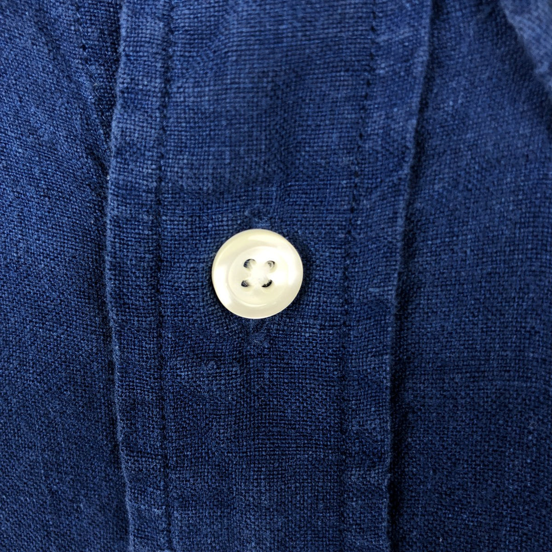 Brooks Brothers 1818 short sleeve linen button-down shirt, men's size L linen navy blue type Vintage Second Hand