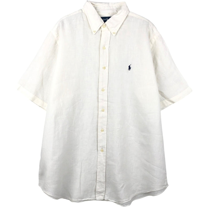 Ralph Lauren Classic Fit Short Sleeve Linen Button Down Shirt Men's XL linen white type Vintage Second Hand