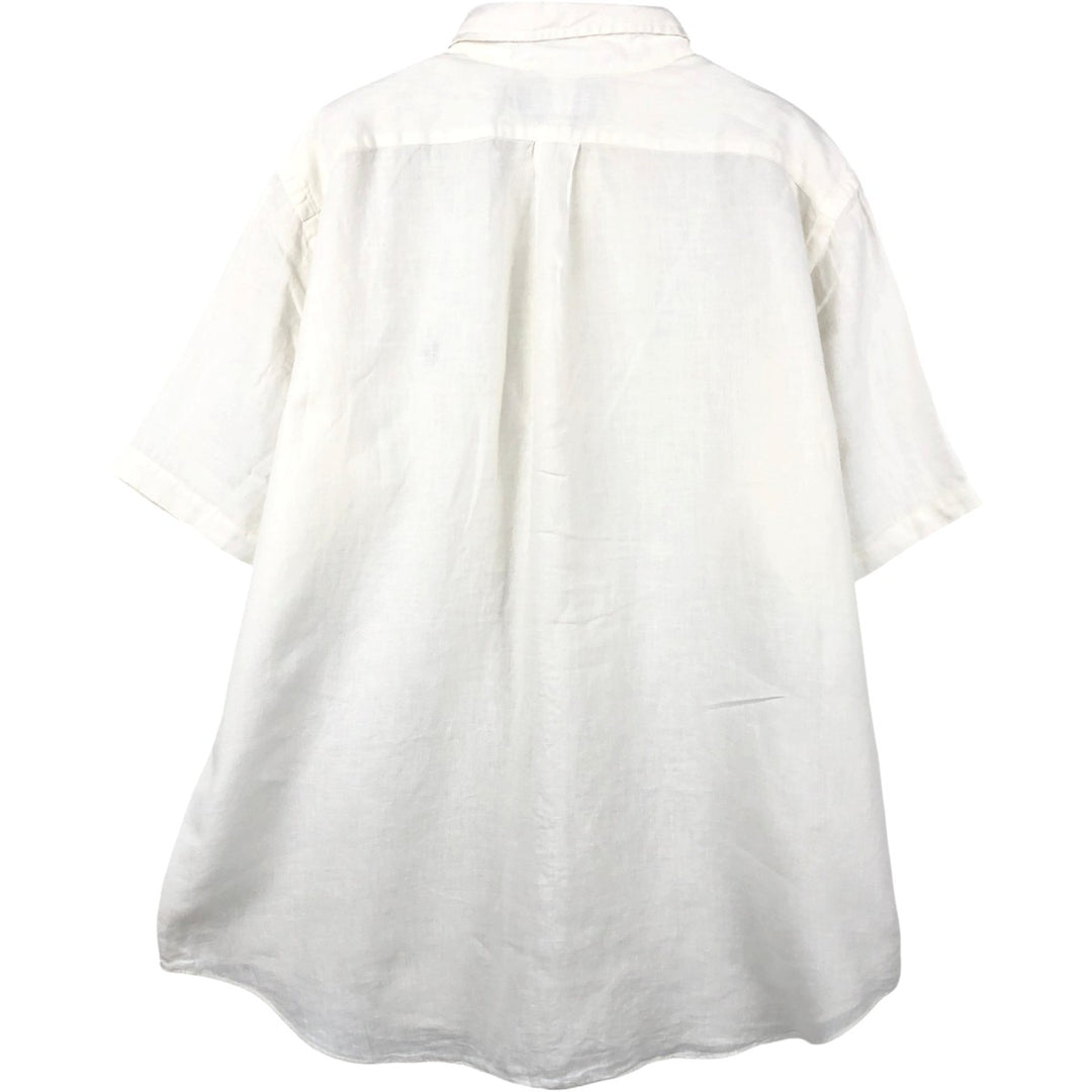 Ralph Lauren Classic Fit Short Sleeve Linen Button Down Shirt Men's XL linen white type Vintage Second Hand