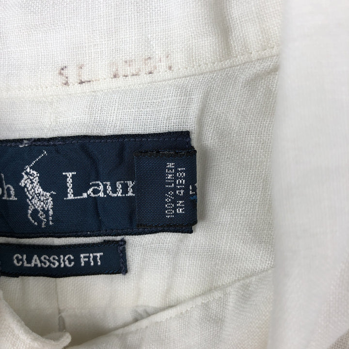 Ralph Lauren Classic Fit Short Sleeve Linen Button Down Shirt Men's XL linen white type Vintage Second Hand