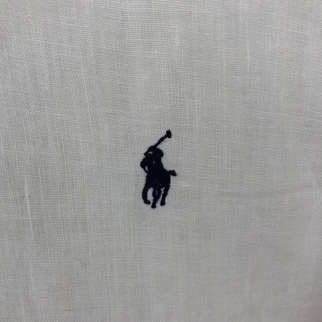 Ralph Lauren Classic Fit Short Sleeve Linen Button Down Shirt Men's XL linen white type Vintage Second Hand