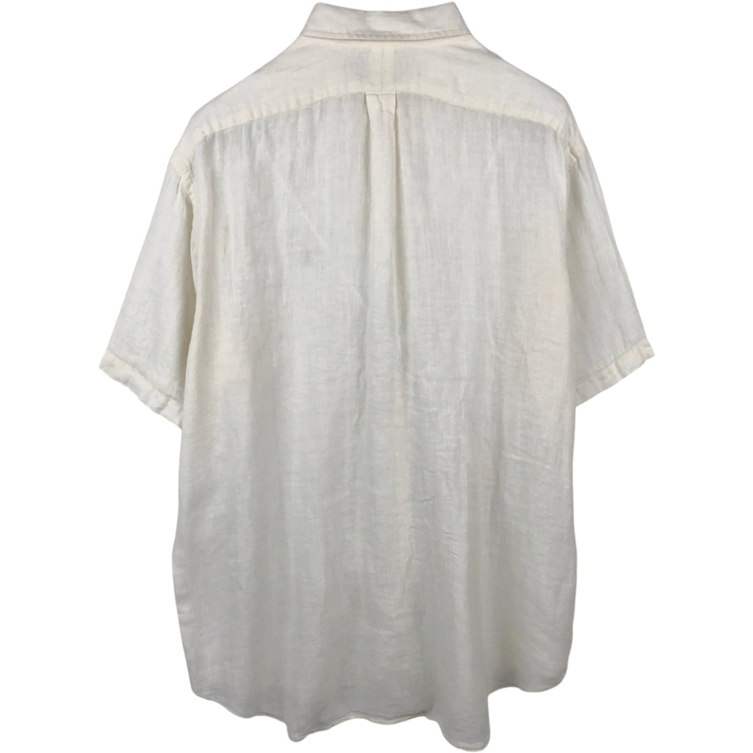 Ralph Lauren BLAKE Short-Sleeve Linen Button-Down Shirt, Men's Size XL (approx.) linen white type Vintage Second Hand