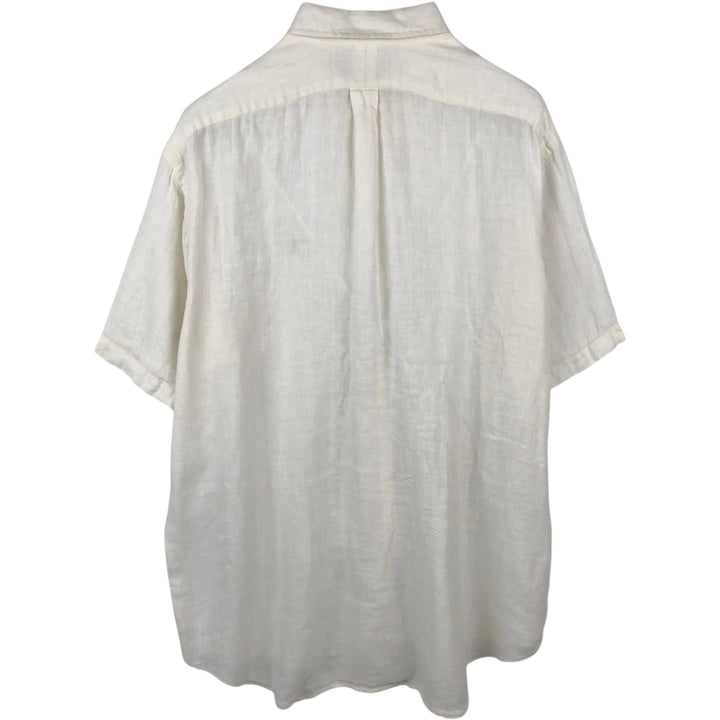 Ralph Lauren BLAKE Short-Sleeve Linen Button-Down Shirt, Men's Size XL (approx.) linen white type Vintage Second Hand