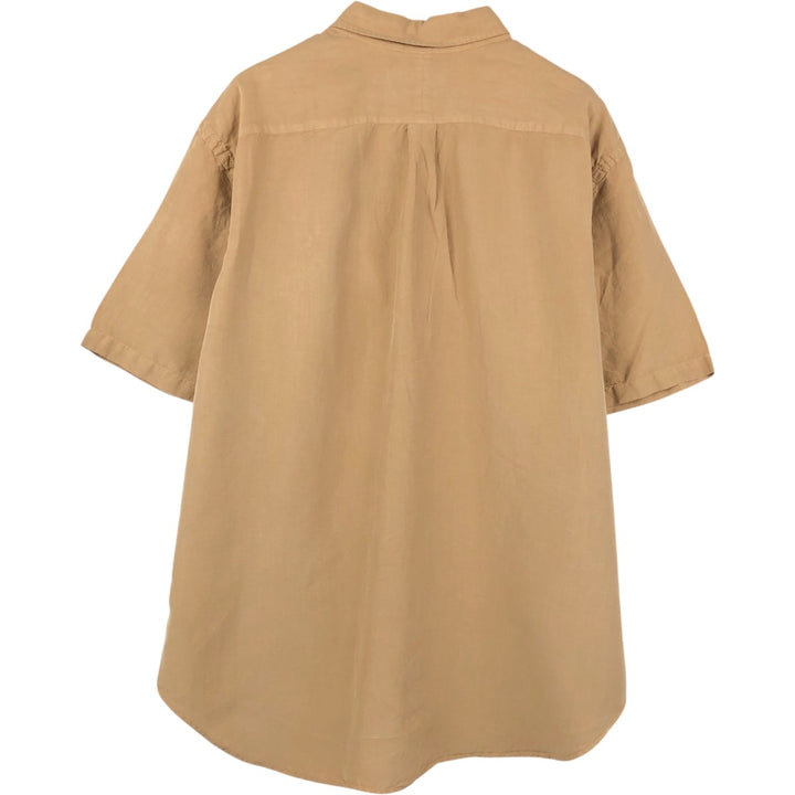 Ralph Lauren CLASSIC FIT Short-Sleeve Linen Button-Down Shirt, Men's Size XXL (approx.) linen beige type brown Vintage Second Hand