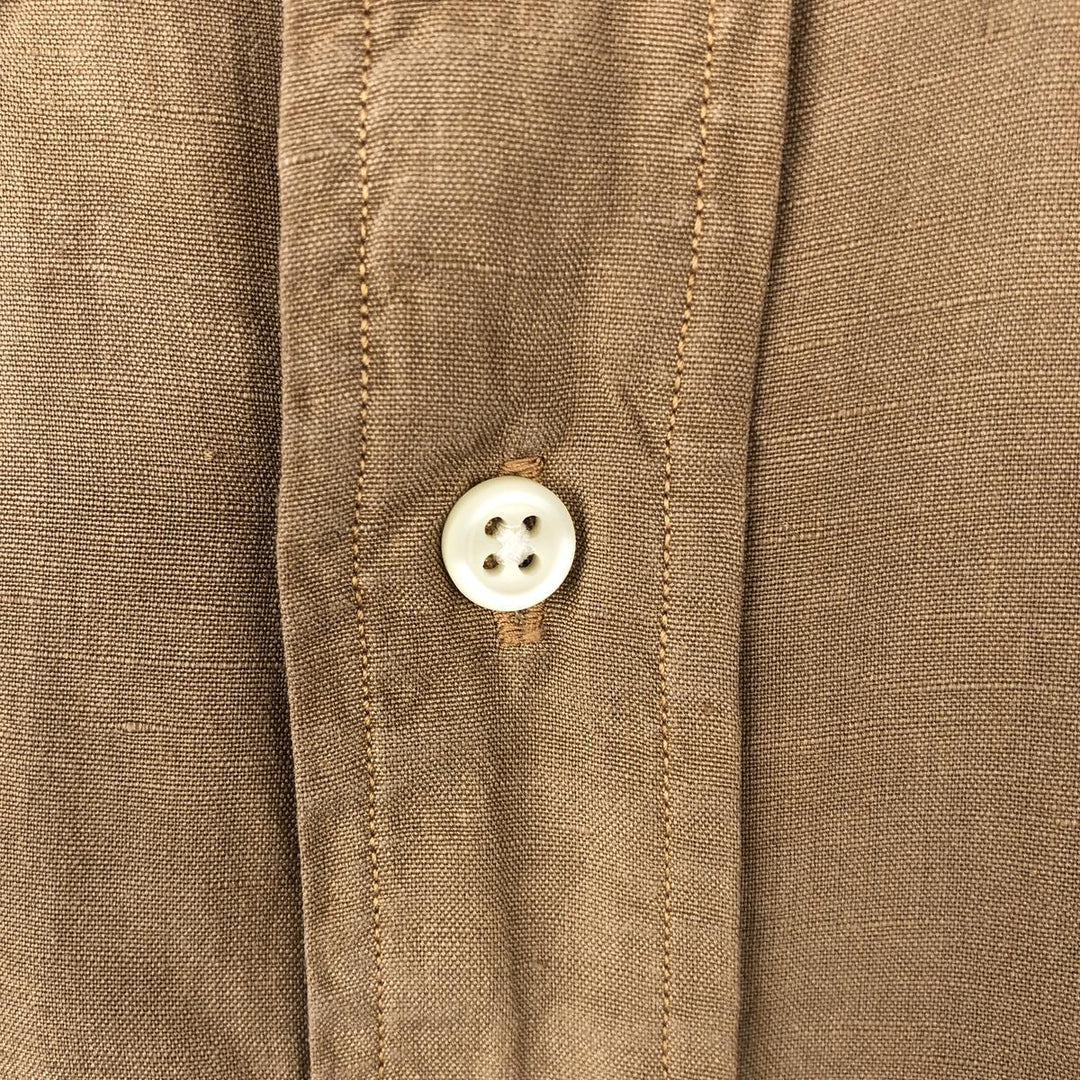 Ralph Lauren CLASSIC FIT Short-Sleeve Linen Button-Down Shirt, Men's Size XXL (approx.) linen beige type brown Vintage Second Hand