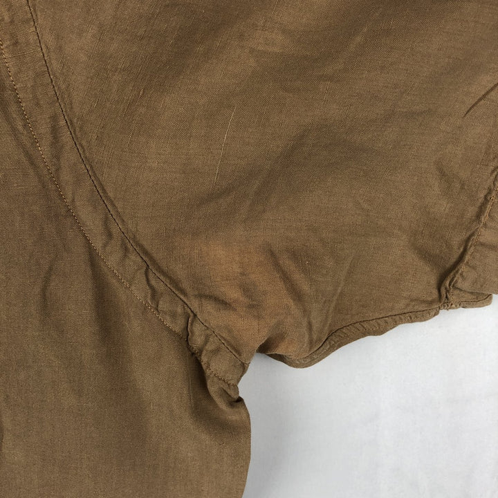 Ralph Lauren CLASSIC FIT Short-Sleeve Linen Button-Down Shirt, Men's Size XXL (approx.) linen beige type brown Vintage Second Hand