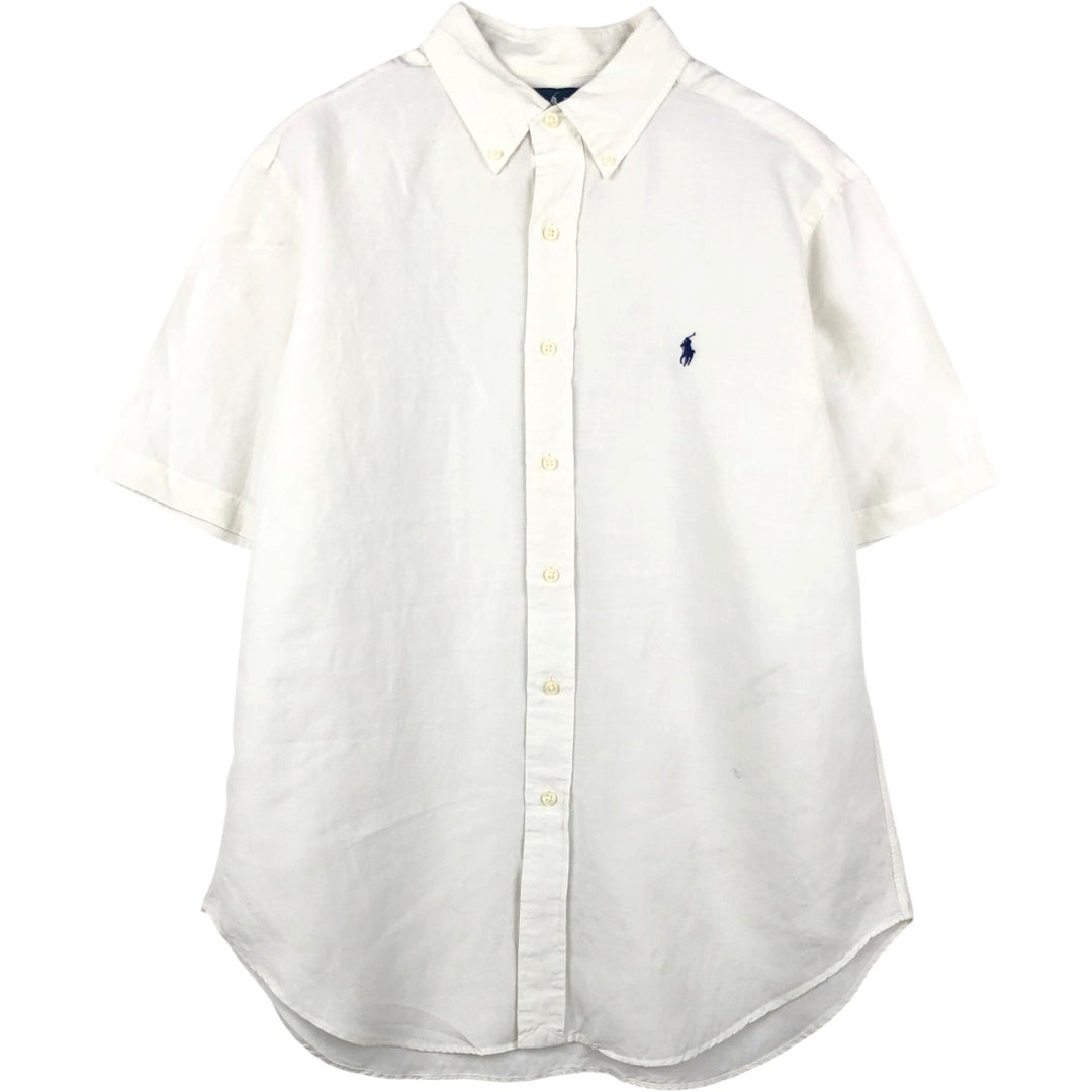 Ralph Lauren Classic Fit Short Sleeve Linen Button Down Shirt Men's Size L linen white type Vintage Second Hand