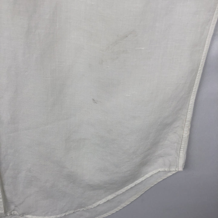 Ralph Lauren Classic Fit Short Sleeve Linen Button Down Shirt Men's Size L linen white type Vintage Second Hand