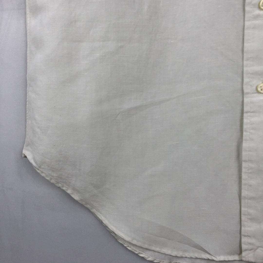 Ralph Lauren Classic Fit Short Sleeve Linen Button Down Shirt Men's Size L linen white type Vintage Second Hand