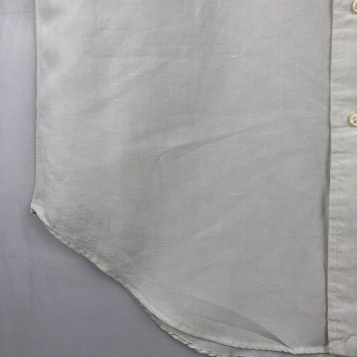 Ralph Lauren Classic Fit Short Sleeve Linen Button Down Shirt Men's Size L linen white type Vintage Second Hand