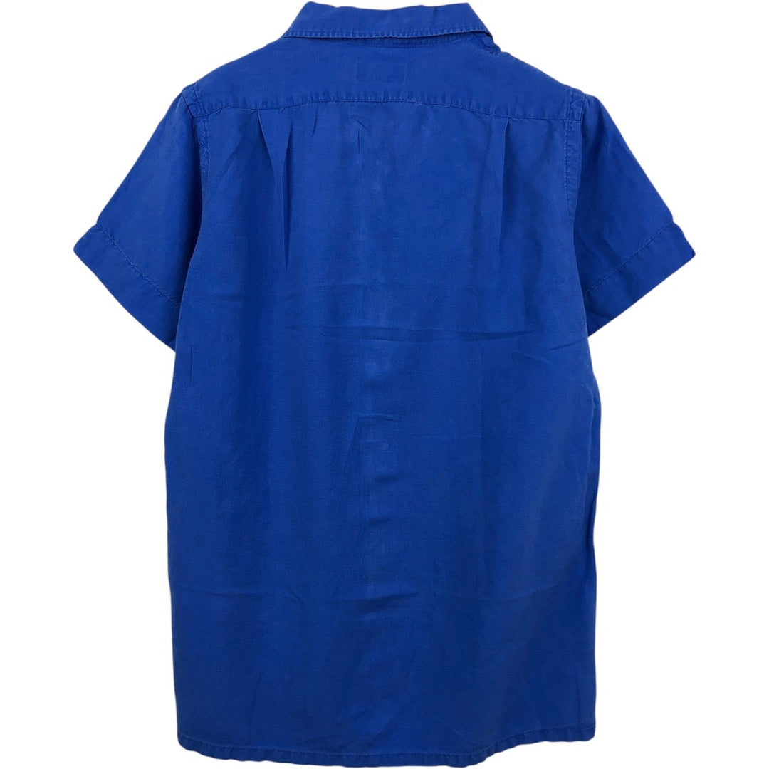 Ralph Lauren POLO RALPH LAUREN Short-Sleeve Open-Collar Linen Shirt, Boxy Fit, Men's Size S (approx.) linen blue type Vintage Second Hand