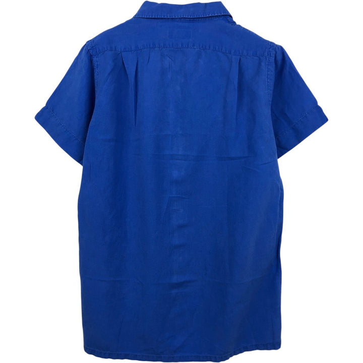 Ralph Lauren POLO RALPH LAUREN Short-Sleeve Open-Collar Linen Shirt, Boxy Fit, Men's Size S (approx.) linen blue type Vintage Second Hand