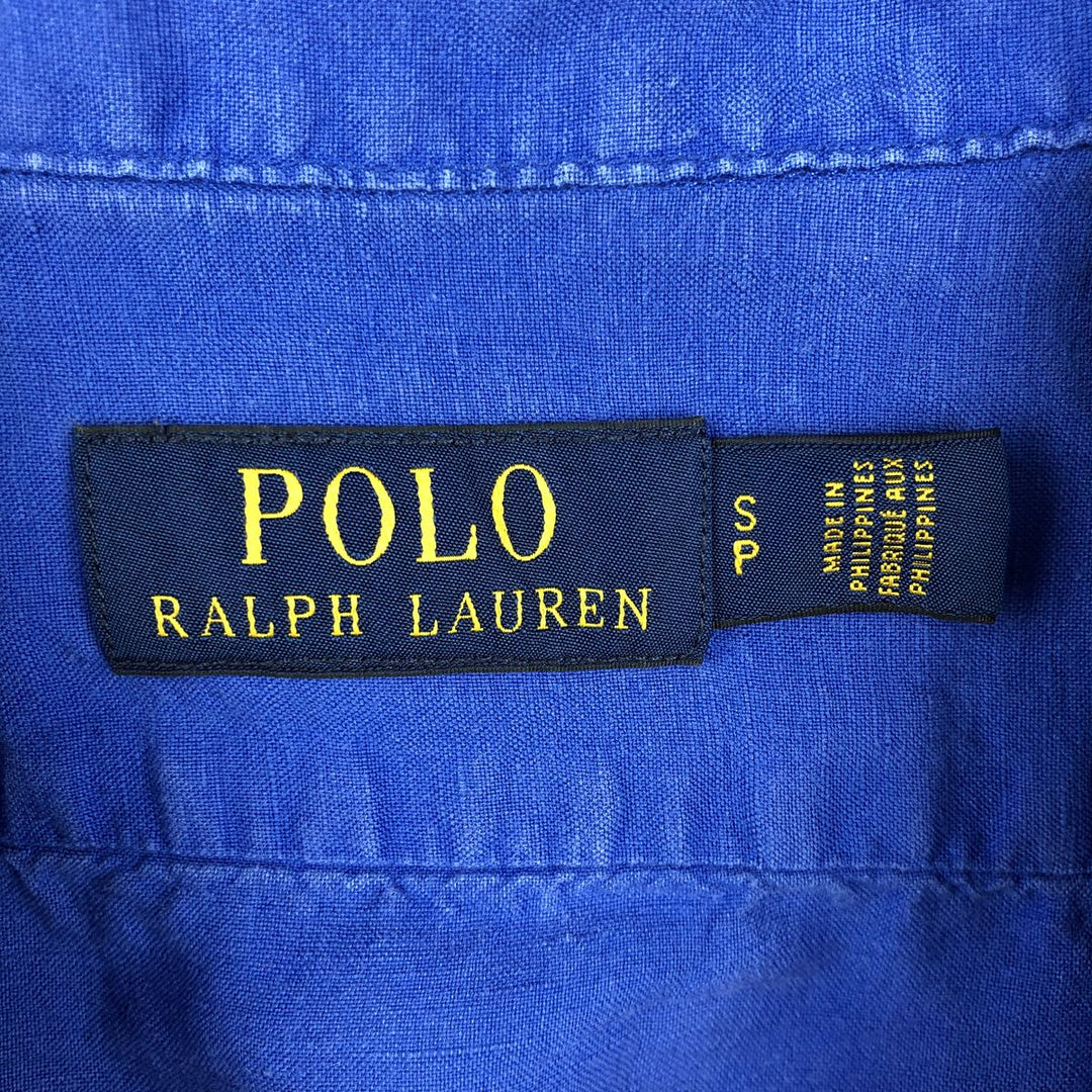 Ralph Lauren POLO RALPH LAUREN Short-Sleeve Open-Collar Linen Shirt, Boxy Fit, Men's Size S (approx.) linen blue type Vintage Second Hand