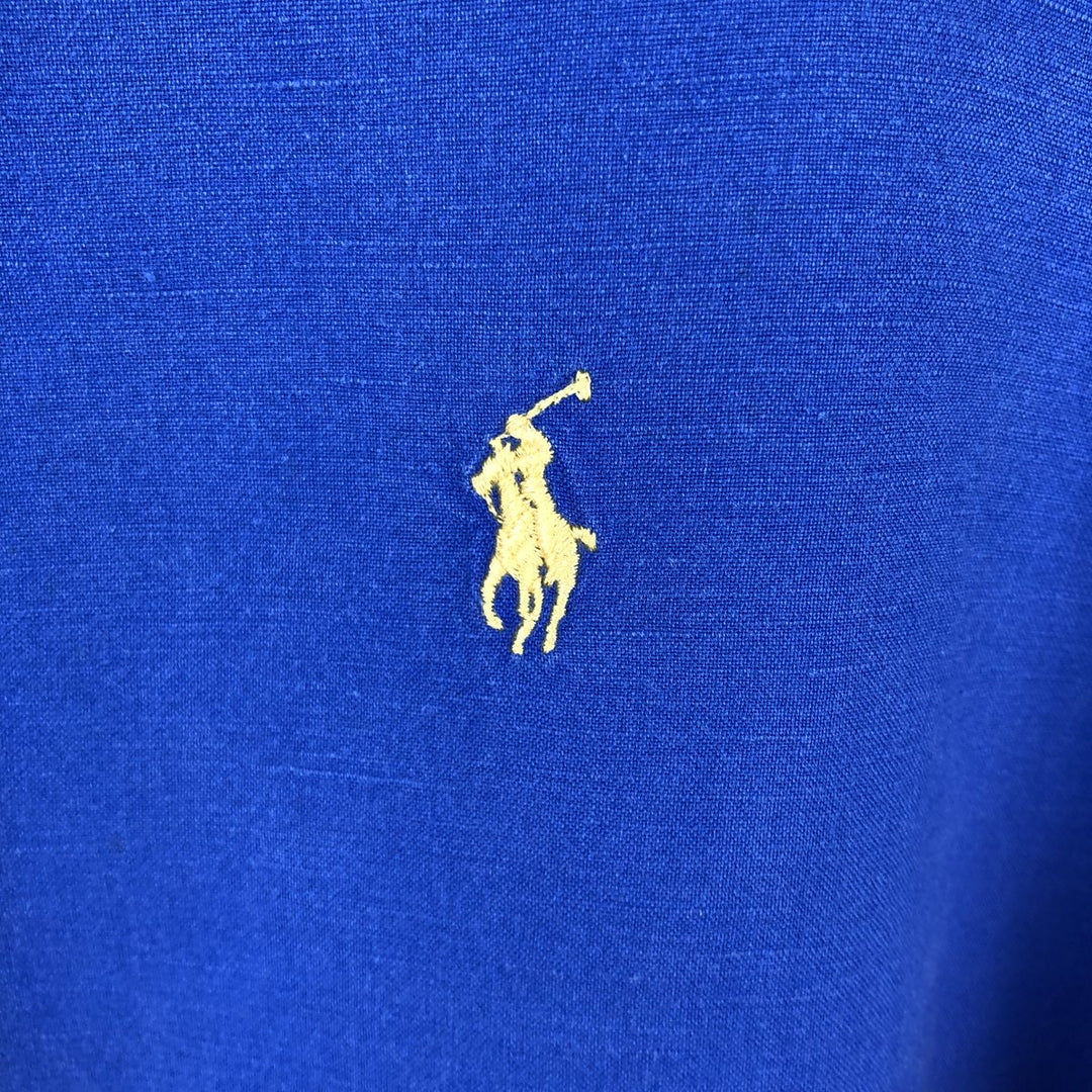 Ralph Lauren POLO RALPH LAUREN Short-Sleeve Open-Collar Linen Shirt, Boxy Fit, Men's Size S (approx.) linen blue type Vintage Second Hand