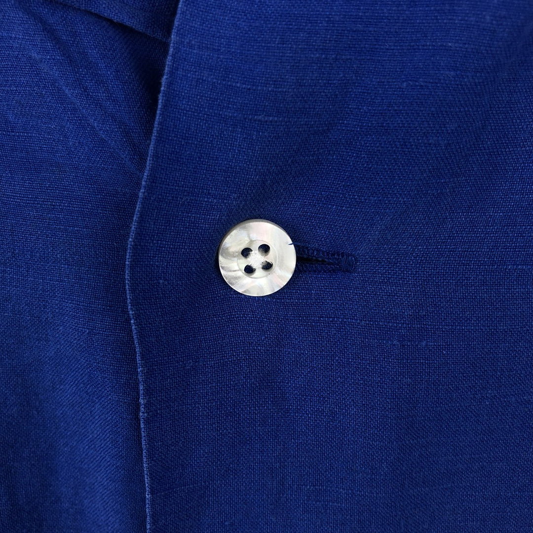 Ralph Lauren POLO RALPH LAUREN Short-Sleeve Open-Collar Linen Shirt, Boxy Fit, Men's Size S (approx.) linen blue type Vintage Second Hand
