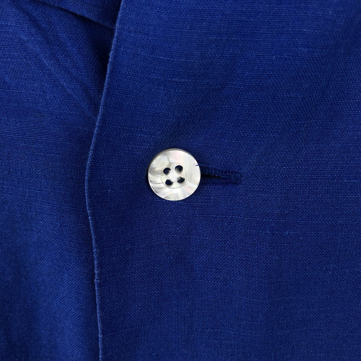 Ralph Lauren POLO RALPH LAUREN Short-Sleeve Open-Collar Linen Shirt, Boxy Fit, Men's Size S (approx.) linen blue type Vintage Second Hand