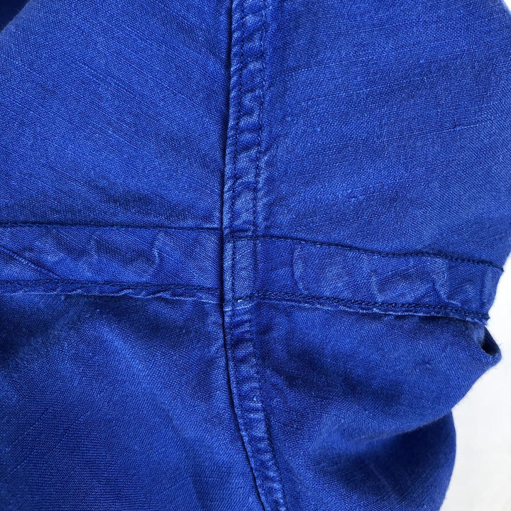 Ralph Lauren POLO RALPH LAUREN Short-Sleeve Open-Collar Linen Shirt, Boxy Fit, Men's Size S (approx.) linen blue type Vintage Second Hand