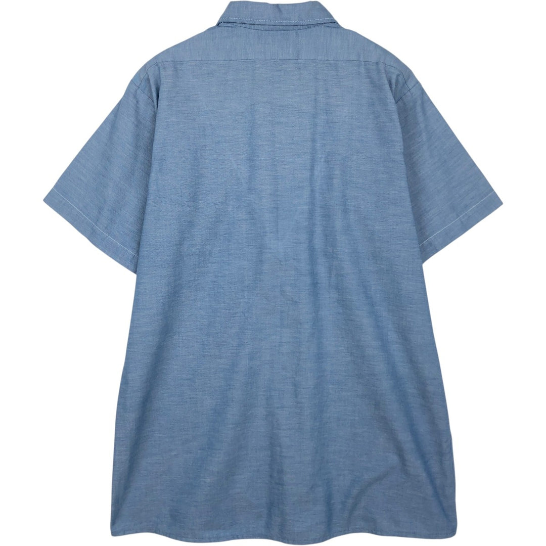 90'S Vintage Dickies Short Sleeve Work Shirt, Boxy, Made in USA, Men's Size L polyester blue type Vintage Second Hand