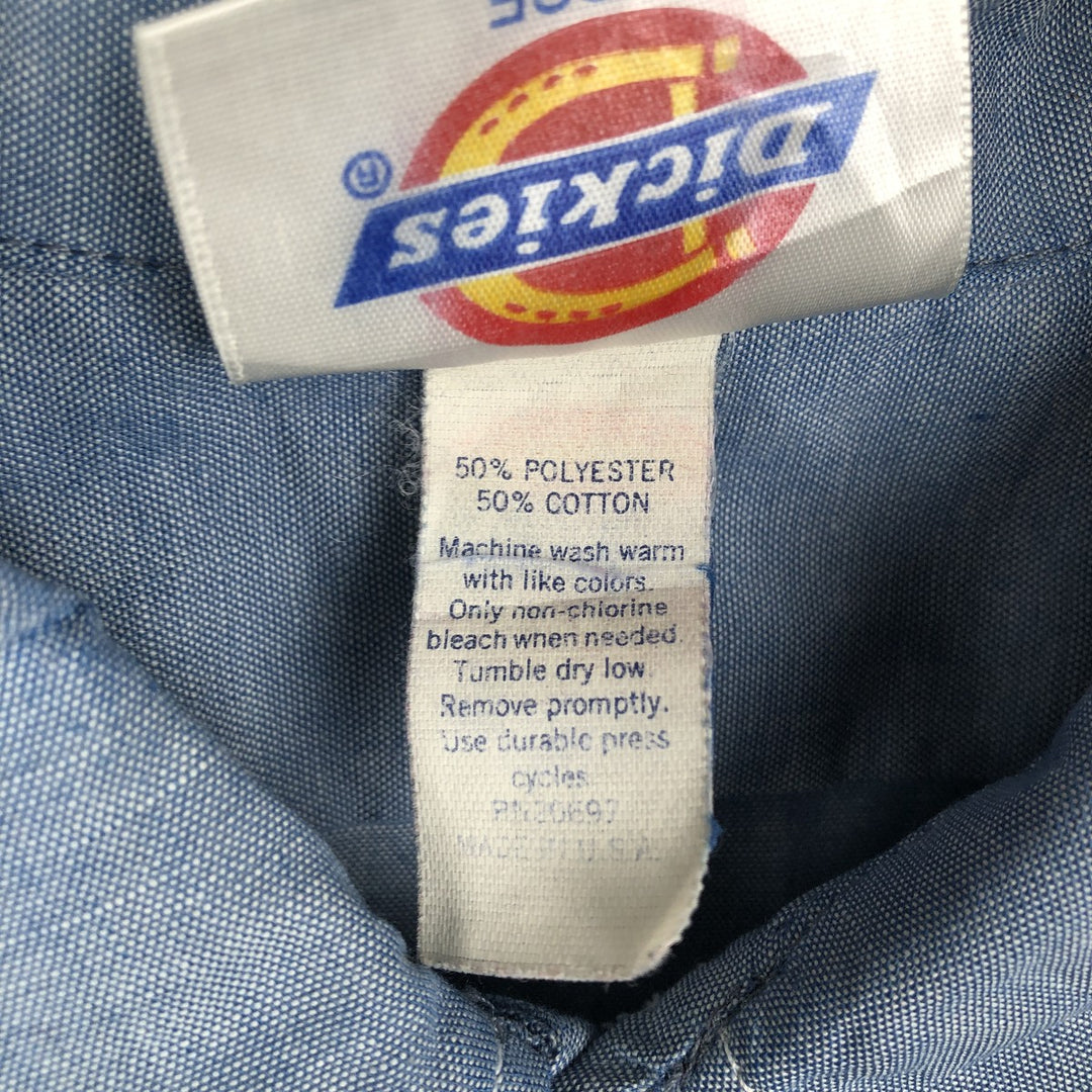 90'S Vintage Dickies Short Sleeve Work Shirt, Boxy, Made in USA, Men's Size L polyester blue type Vintage Second Hand