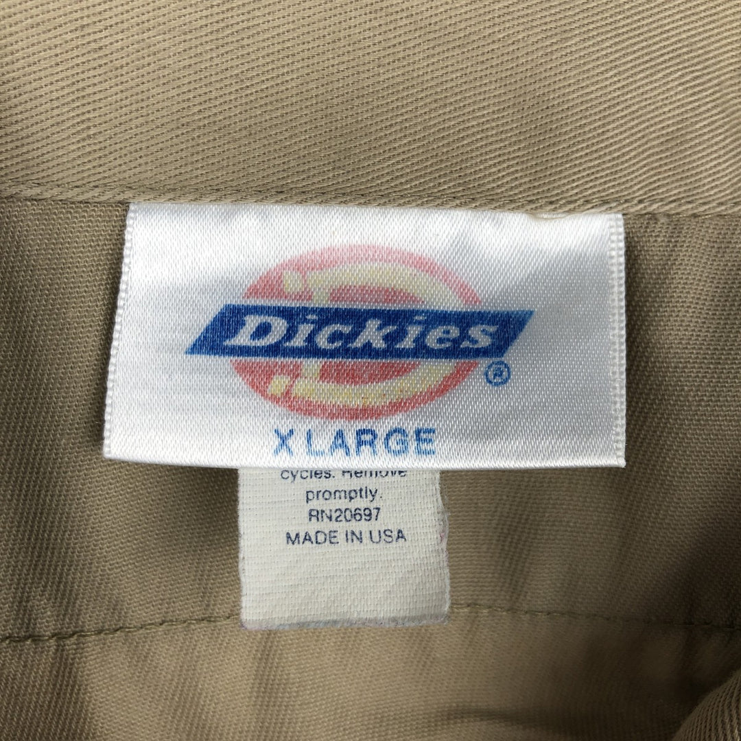 Dickies short-sleeved work shirt, made in the USA, men's size XL. polyester Beige type Vintage Second Hand