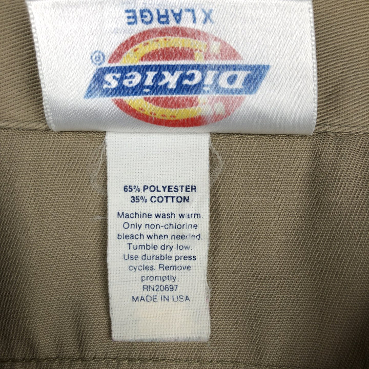 Dickies short-sleeved work shirt, made in the USA, men's size XL. polyester Beige type Vintage Second Hand