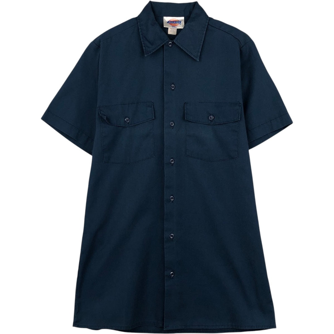Dickies short-sleeved work shirt, boxy fit, made in USA, men's size S. polyester navy blue type Vintage Second Hand