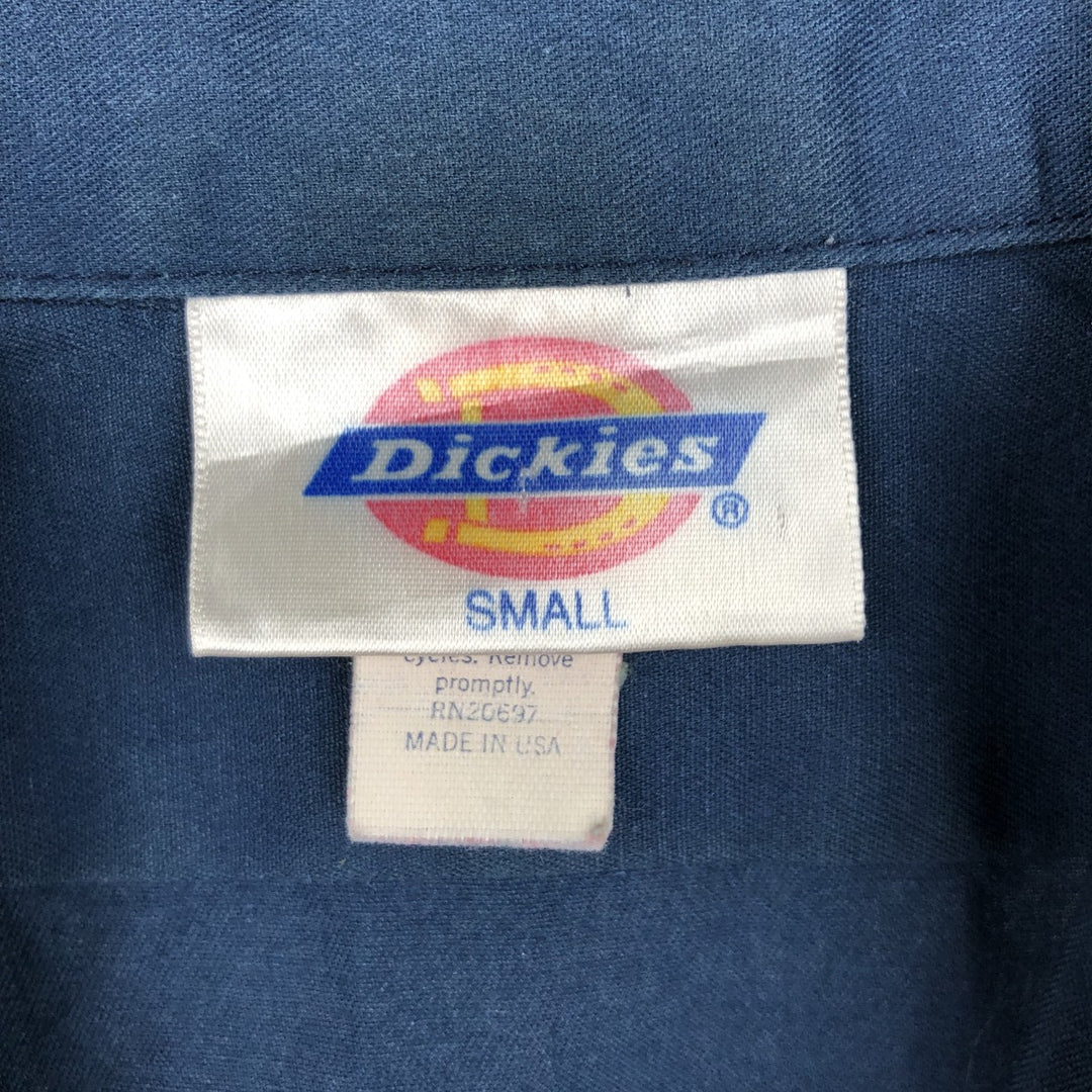 Dickies short-sleeved work shirt, boxy fit, made in USA, men's size S. polyester navy blue type Vintage Second Hand
