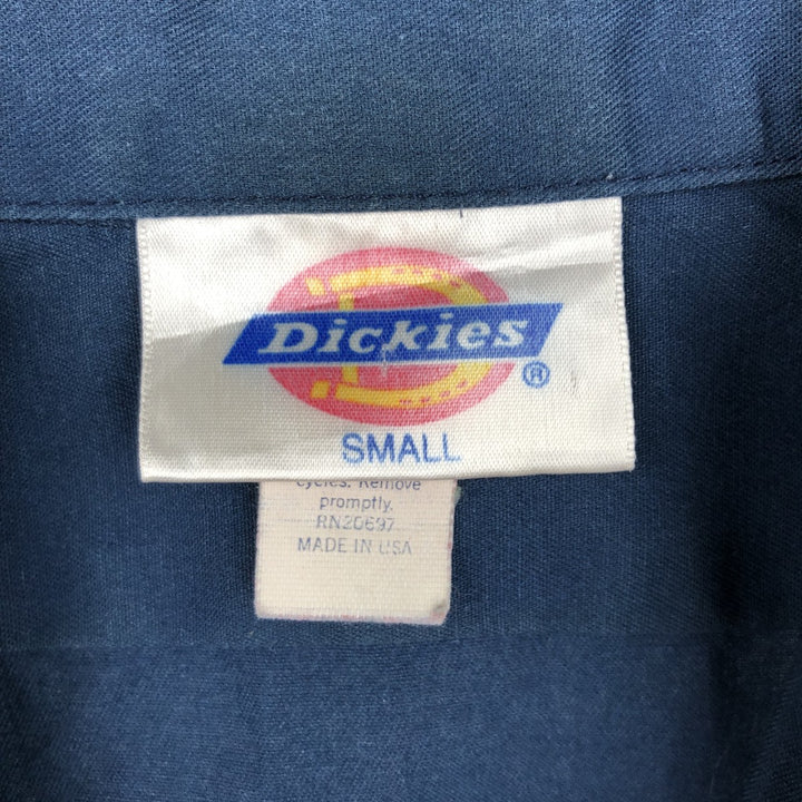 Dickies short-sleeved work shirt, boxy fit, made in USA, men's size S. polyester navy blue type Vintage Second Hand