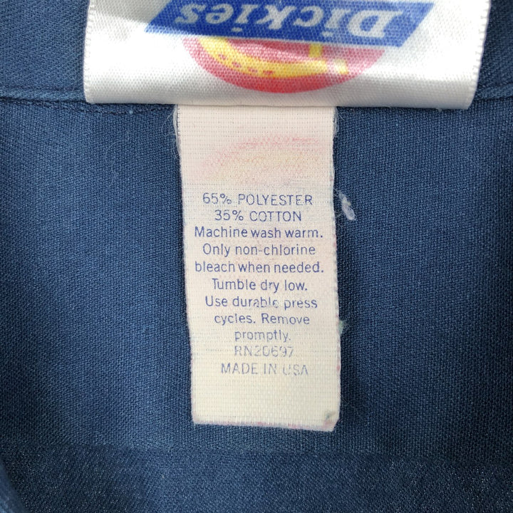 Dickies short-sleeved work shirt, boxy fit, made in USA, men's size S. polyester navy blue type Vintage Second Hand