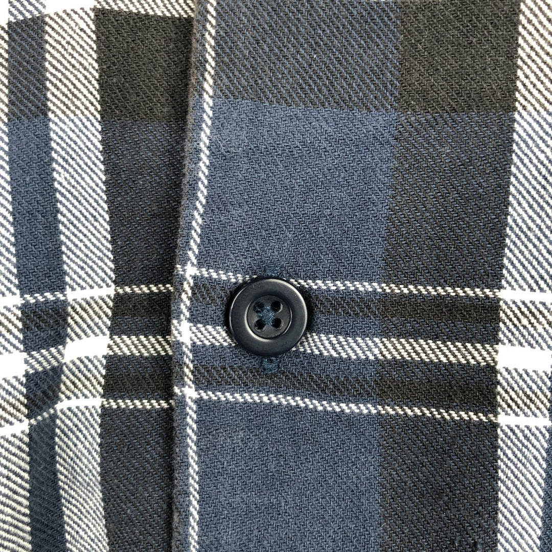 Dickies Check Pattern Short Sleeve Work Shirt Box Shirt Men's XL cotton navy blue type Vintage Second Hand