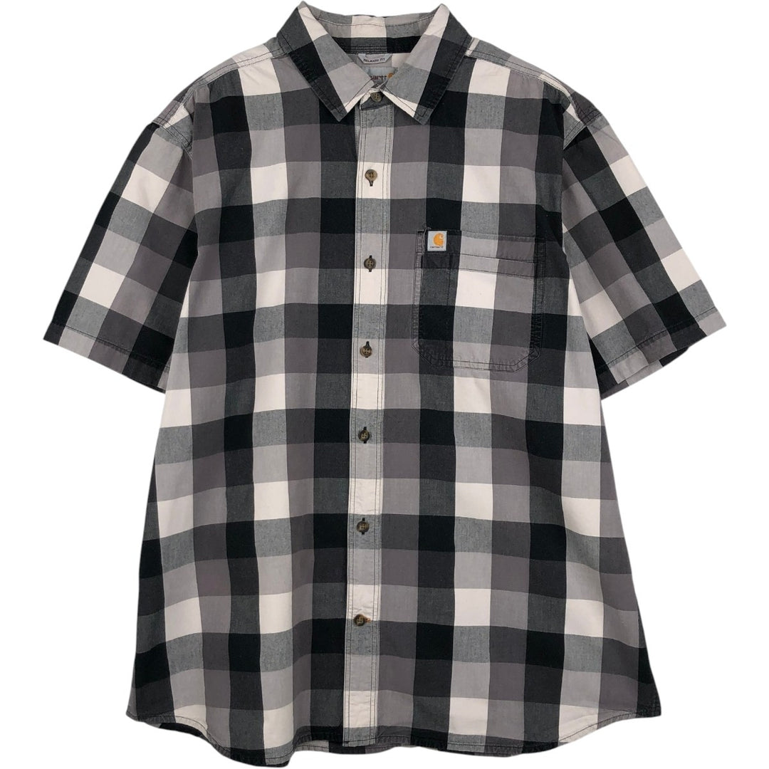 Carhartt RELAXED FIT Check Pattern Short Sleeve Work Shirt Men's XL cotton black type Vintage Second Hand