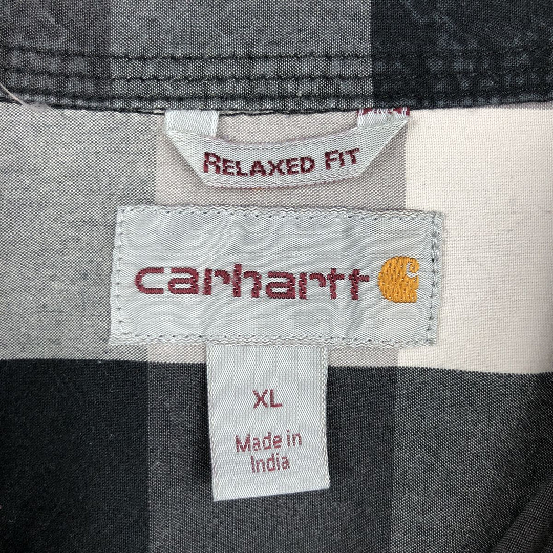 Carhartt RELAXED FIT Check Pattern Short Sleeve Work Shirt Men's XL cotton black type Vintage Second Hand