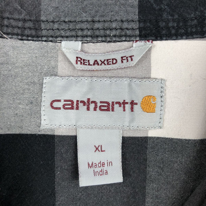 Carhartt RELAXED FIT Check Pattern Short Sleeve Work Shirt Men's XL cotton black type Vintage Second Hand