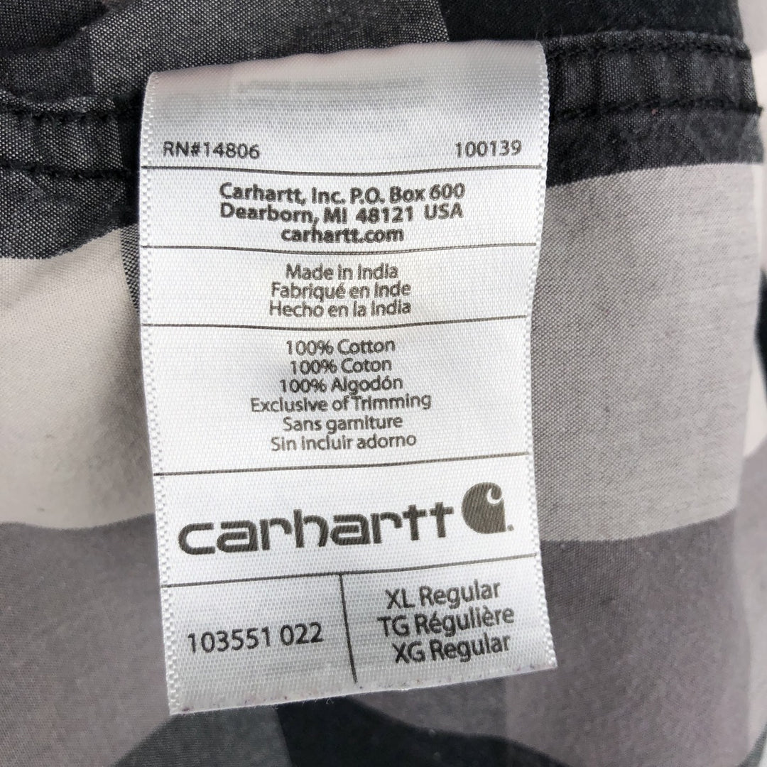 Carhartt RELAXED FIT Check Pattern Short Sleeve Work Shirt Men's XL cotton black type Vintage Second Hand