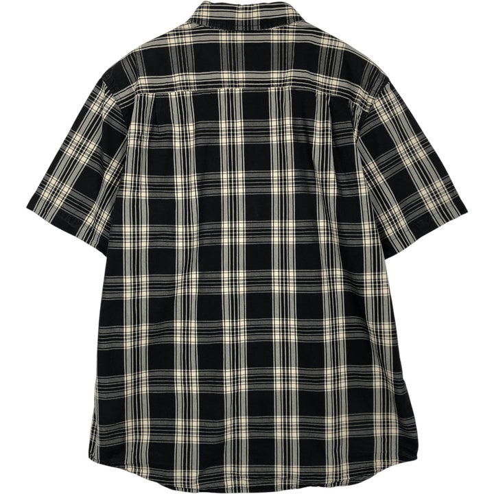 Carhartt RELAXED FIT Check Pattern Button-down Short Sleeve Work Shirt, Men's L size cotton black type Vintage Second Hand