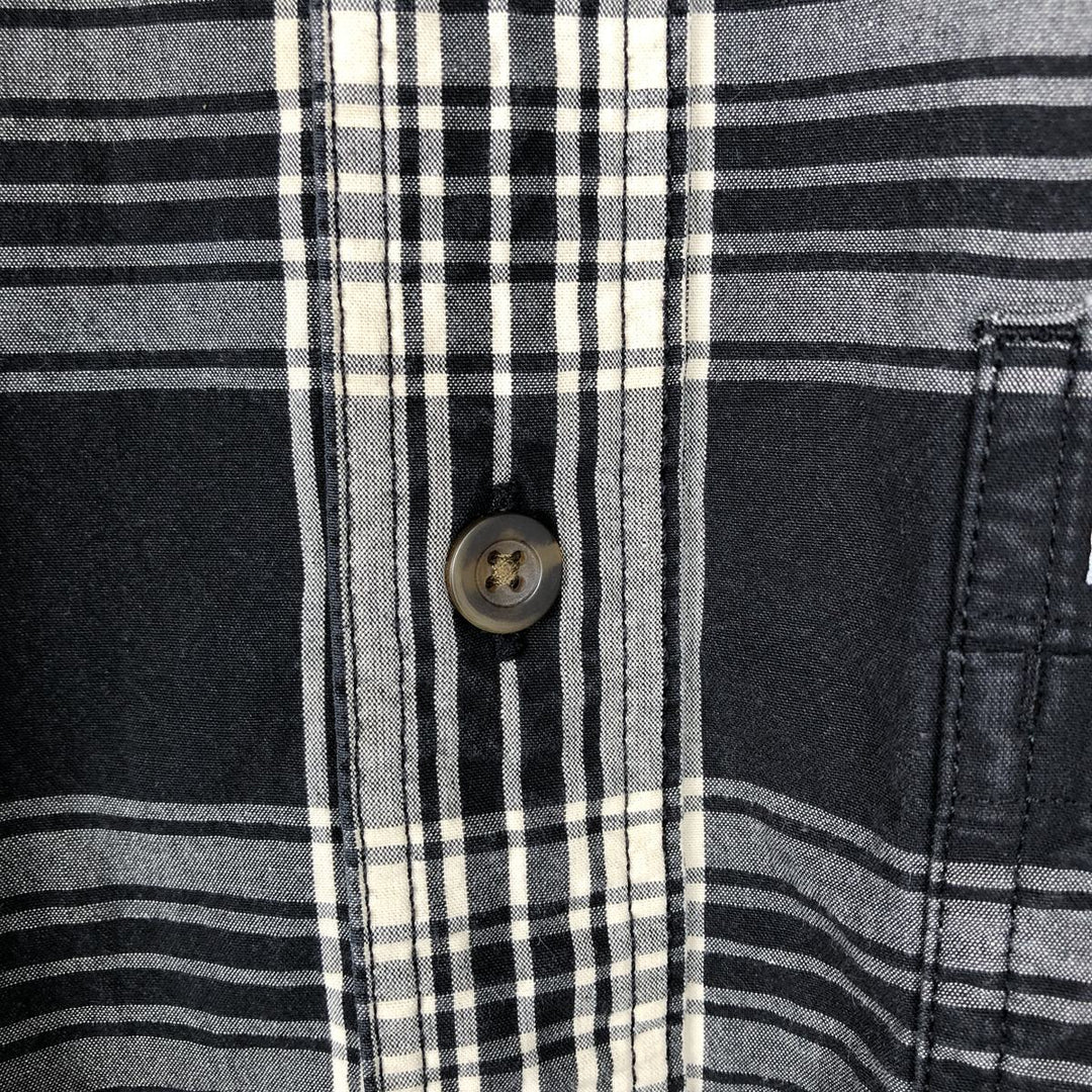 Carhartt RELAXED FIT Check Pattern Button-down Short Sleeve Work Shirt, Men's L size cotton black type Vintage Second Hand
