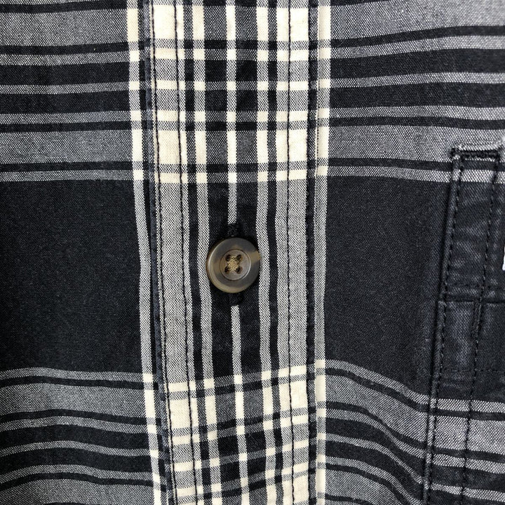 Carhartt RELAXED FIT Check Pattern Button-down Short Sleeve Work Shirt, Men's L size cotton black type Vintage Second Hand