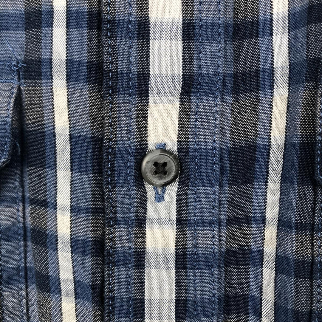 Carhartt Loose Fit Check Pattern Button-Down Short Sleeve Work Shirt, Men's Size Medium cotton navy blue type Vintage Second Hand