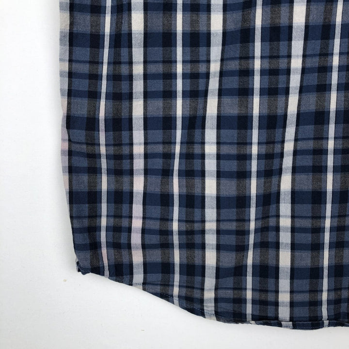 Carhartt Loose Fit Check Pattern Button-Down Short Sleeve Work Shirt, Men's Size Medium cotton navy blue type Vintage Second Hand