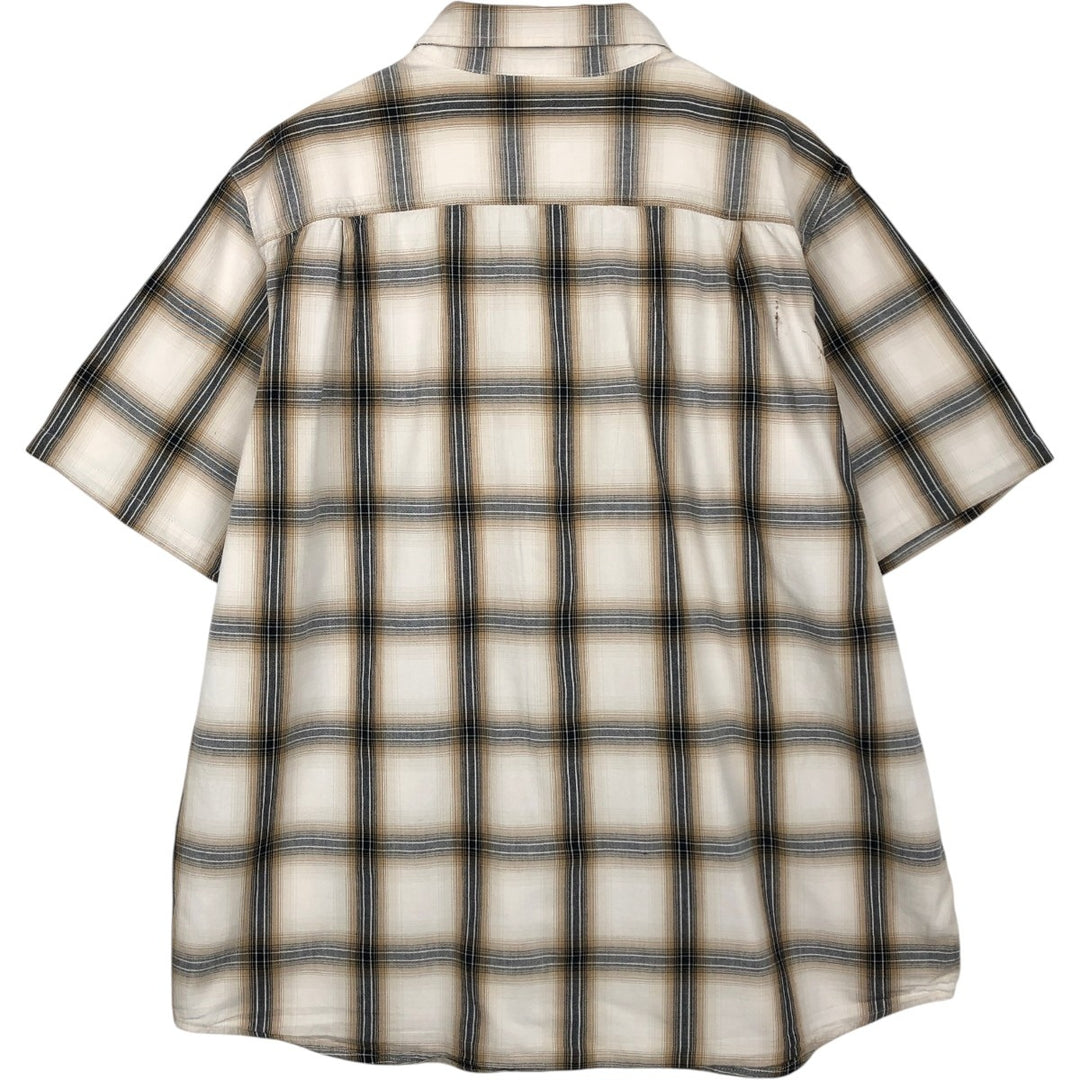 Carhartt Loose Fit Check Pattern Button-down Short Sleeve Work Shirt, Men's XL cotton ivory Vintage Second Hand