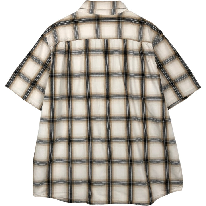 Carhartt Loose Fit Check Pattern Button-down Short Sleeve Work Shirt, Men's XL cotton ivory Vintage Second Hand