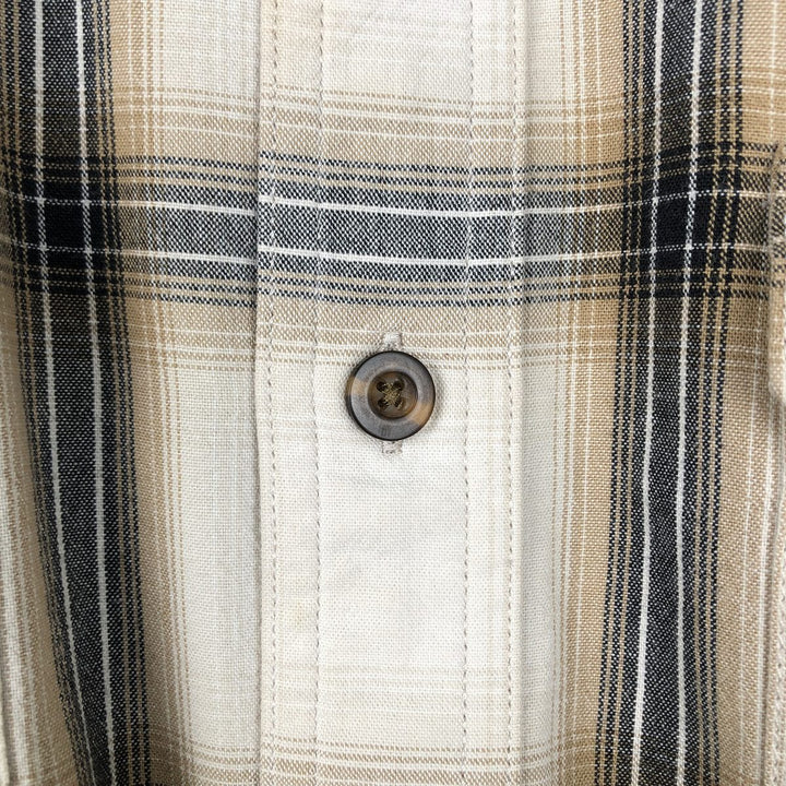 Carhartt Loose Fit Check Pattern Button-down Short Sleeve Work Shirt, Men's XL cotton ivory Vintage Second Hand