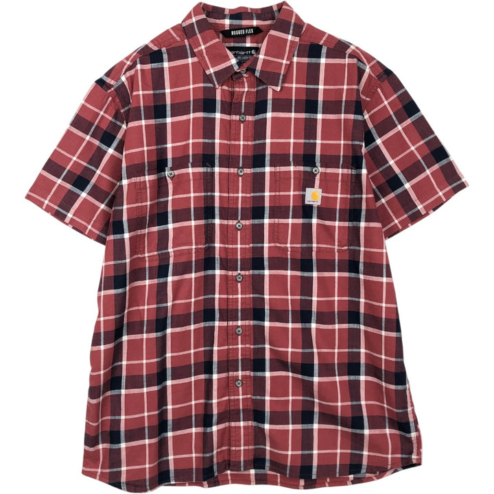 Carhartt RELAXED FIT Check Pattern Short Sleeve Work Shirt, Men's L size cotton red type Vintage Second Hand