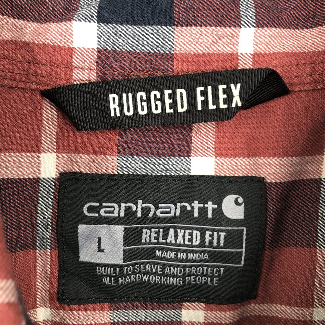 Carhartt RELAXED FIT Check Pattern Short Sleeve Work Shirt, Men's L size cotton red type Vintage Second Hand