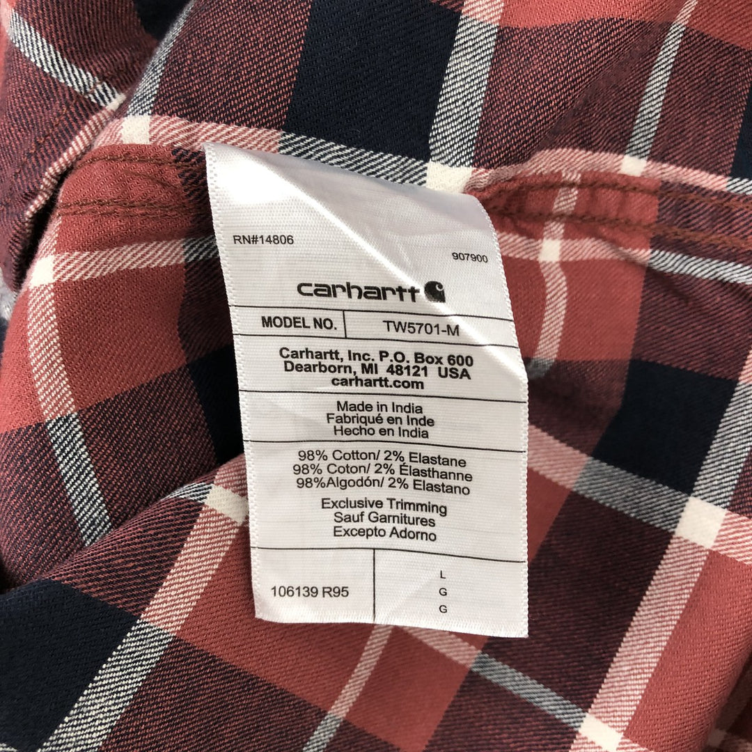 Carhartt RELAXED FIT Check Pattern Short Sleeve Work Shirt, Men's L size cotton red type Vintage Second Hand