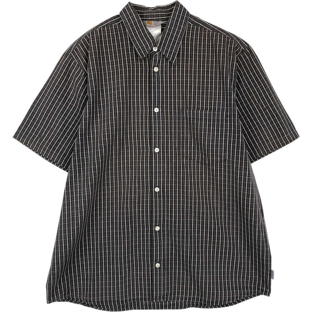 Carhartt Check Pattern Short Sleeve Work Shirt, Men's XL cotton brown type Vintage Second Hand