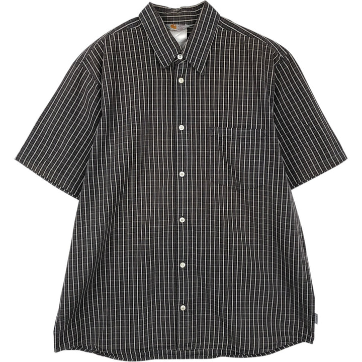 Carhartt Check Pattern Short Sleeve Work Shirt, Men's XL cotton brown type Vintage Second Hand