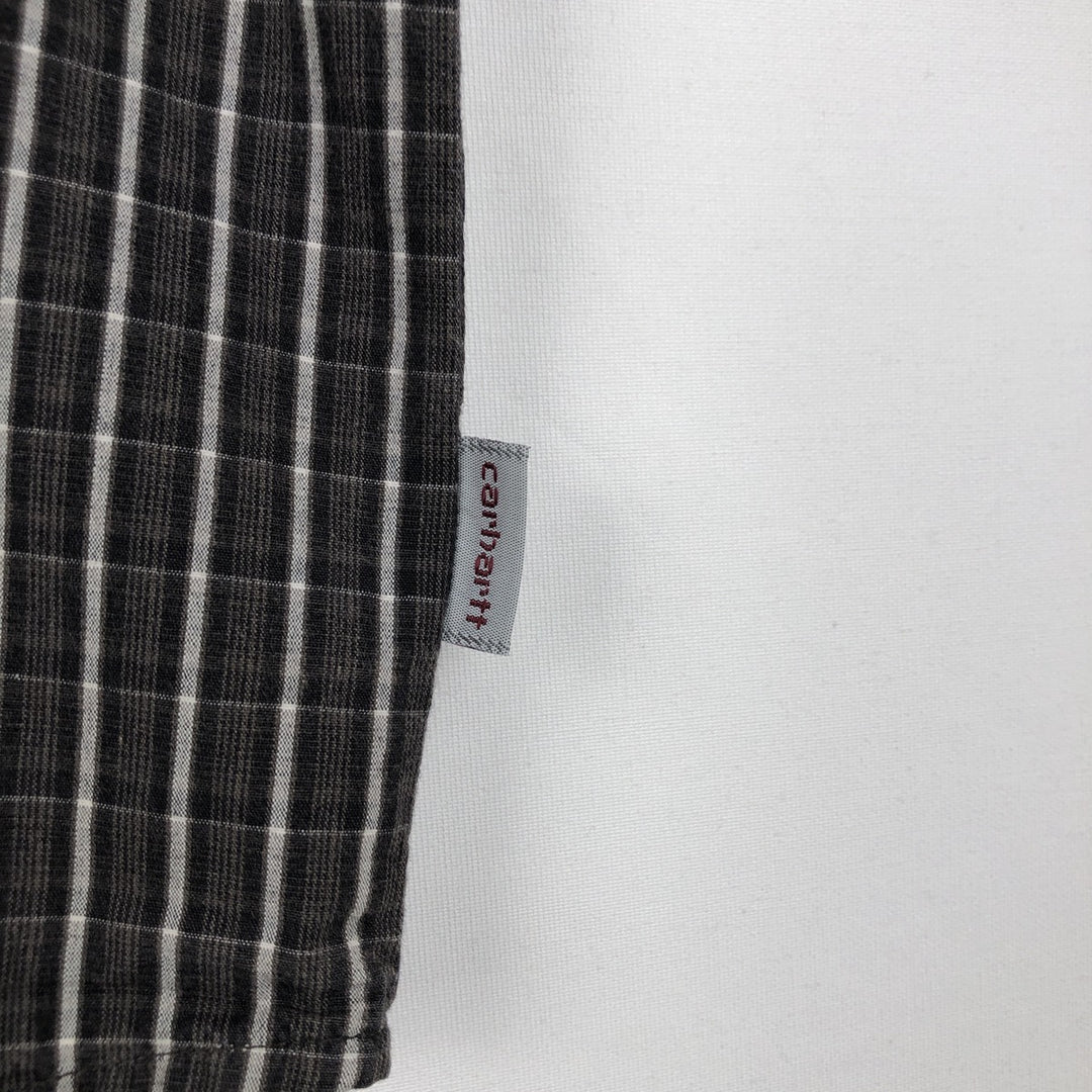 Carhartt Check Pattern Short Sleeve Work Shirt, Men's XL cotton brown type Vintage Second Hand