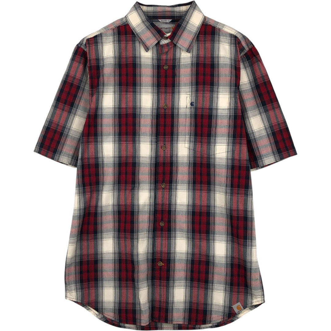 Carhartt Relaxed Fit Check Pattern Short Sleeve Work Shirt, Men's Medium cotton red type Vintage Second Hand