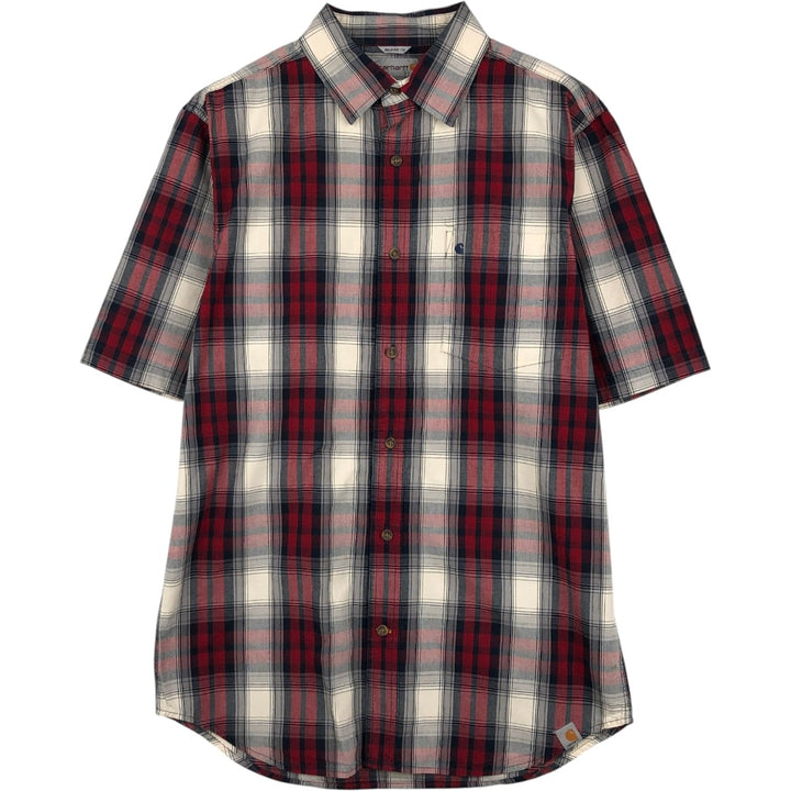 Carhartt Relaxed Fit Check Pattern Short Sleeve Work Shirt, Men's Medium cotton red type Vintage Second Hand